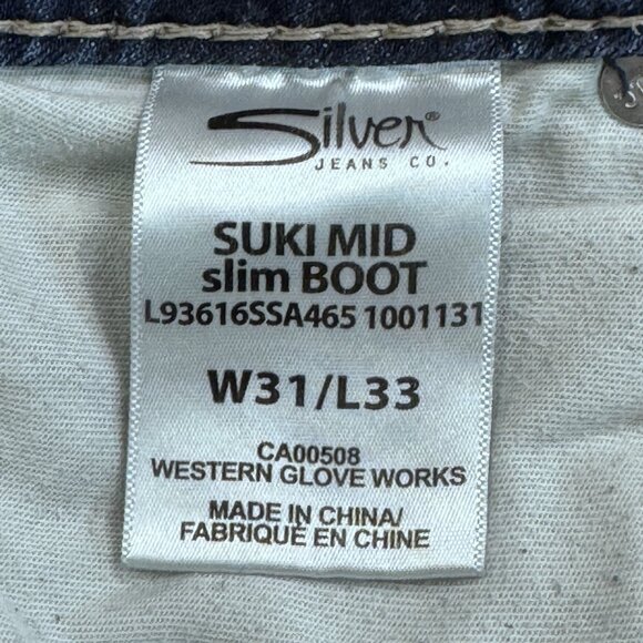Silver Womens Size W31/L33 Blue Suki Mid Rise Slim Boot Jeans Super Stretch - Picture 8 of 14